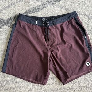 Vuori Maroon and Black Performance Shorts